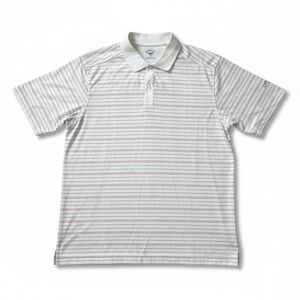 Callaway Golf Polo Shirt Mens Large White Striped Performance Short Sleeve